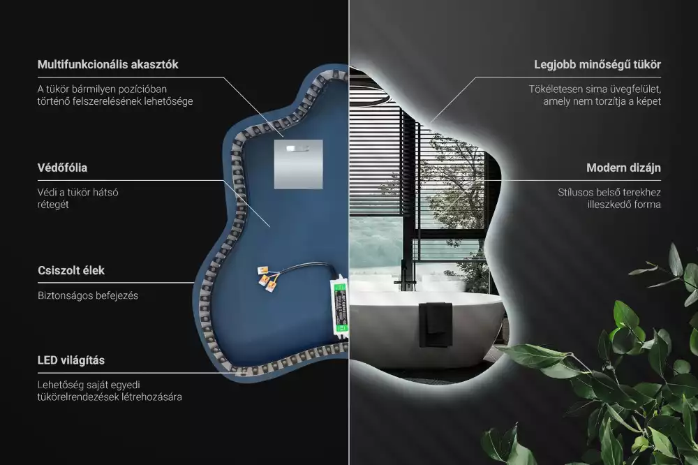 Modern LED megvilágítású tükör