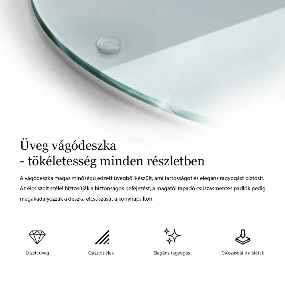 Kerek átlátszó edzett üveg vágódeszka