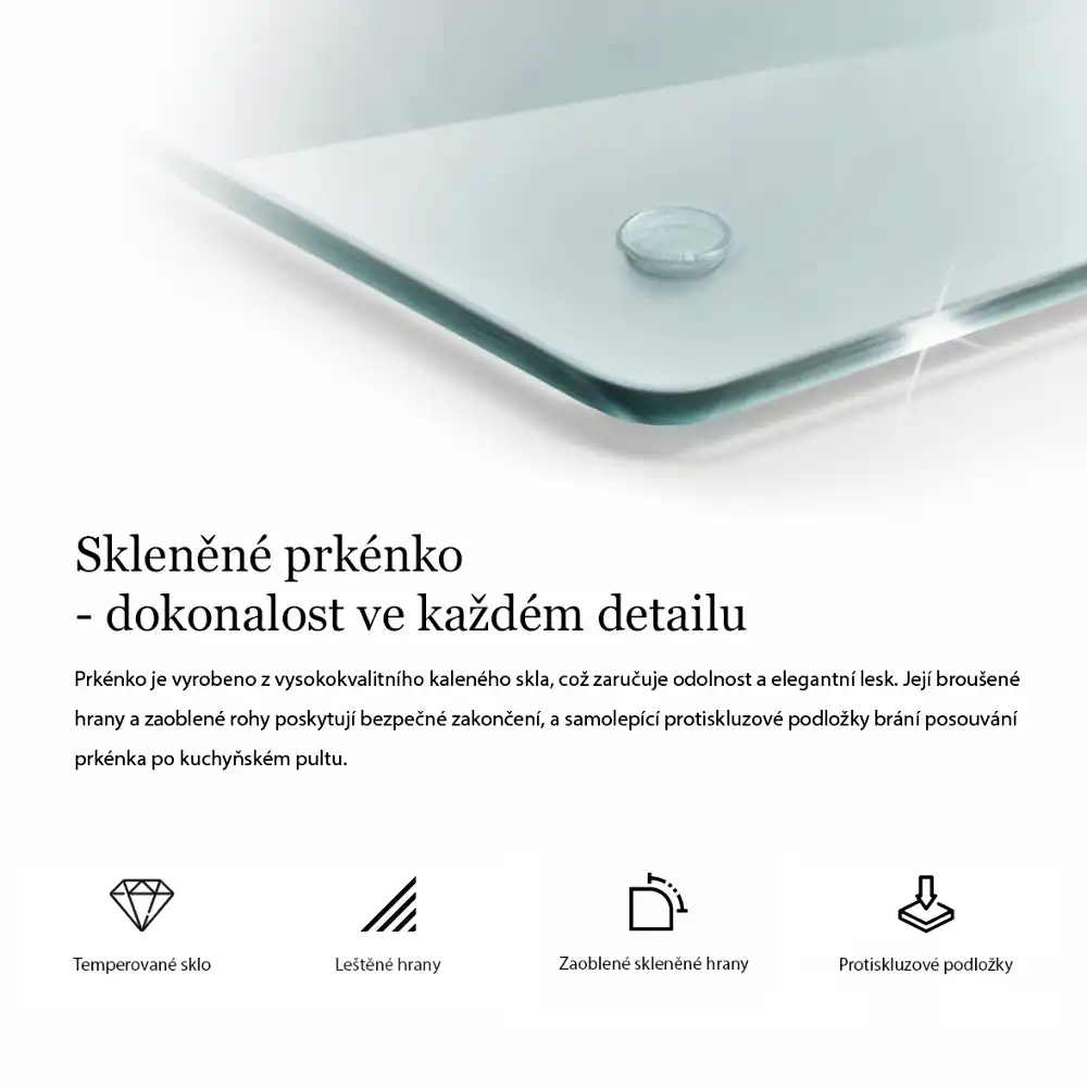 Átlátszó téglalap alakú üveg vágódeszka