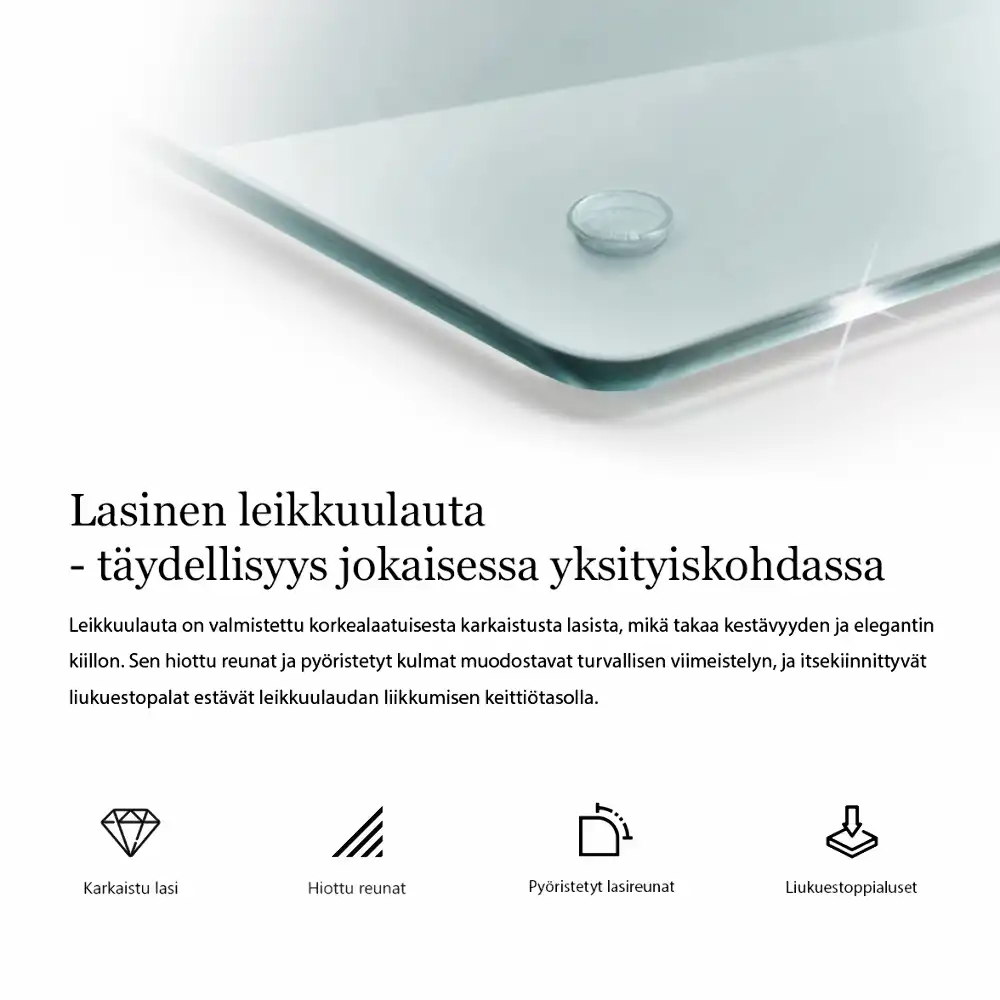 Átlátszó téglalap alakú üveg vágódeszka