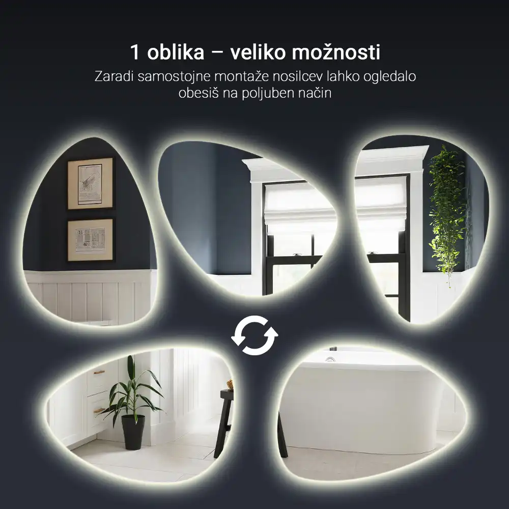 Minimalista tojás alakú falra akasztható LED tükör