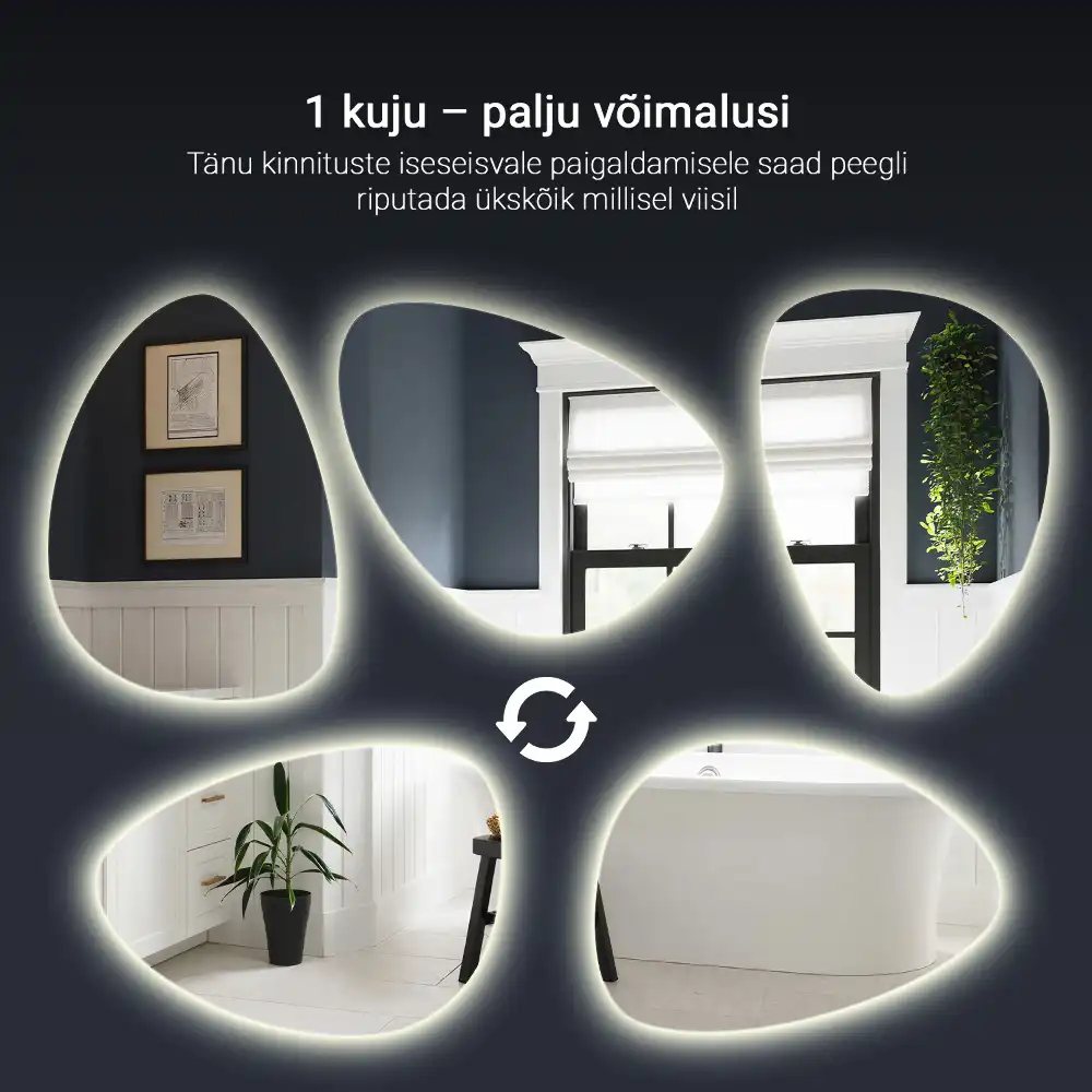 Minimalista tojás alakú falra akasztható LED tükör