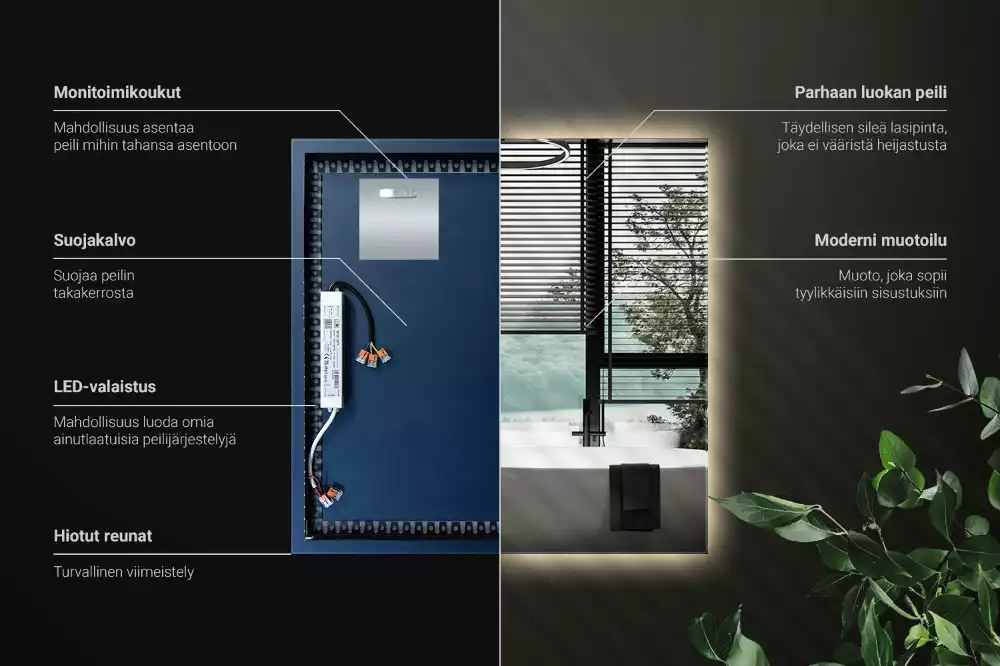 Modernista négyzet alakú LED tükör