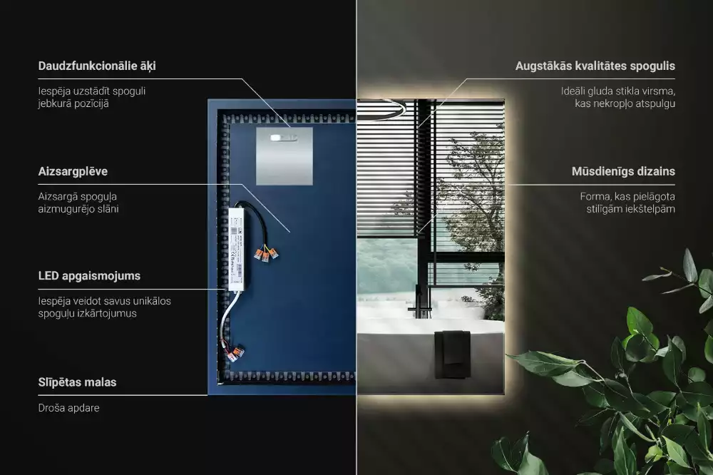 Modernista négyzet alakú LED tükör