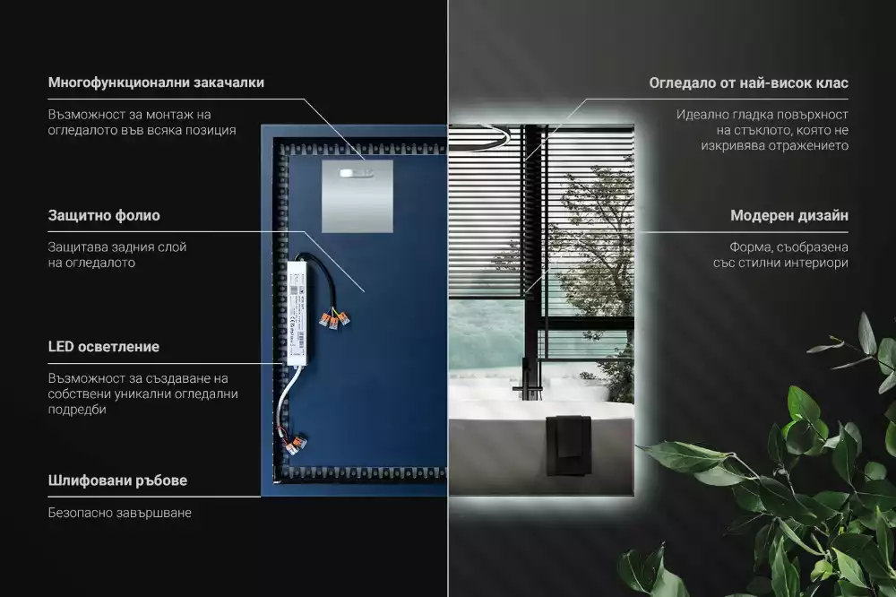 Modernista négyzet alakú LED tükör