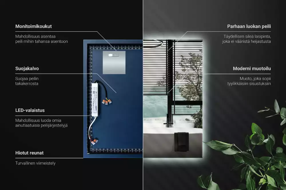 Modernista négyzet alakú LED tükör
