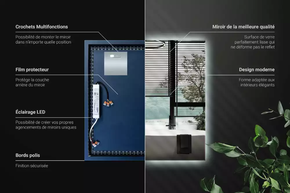 Modernista négyzet alakú LED tükör