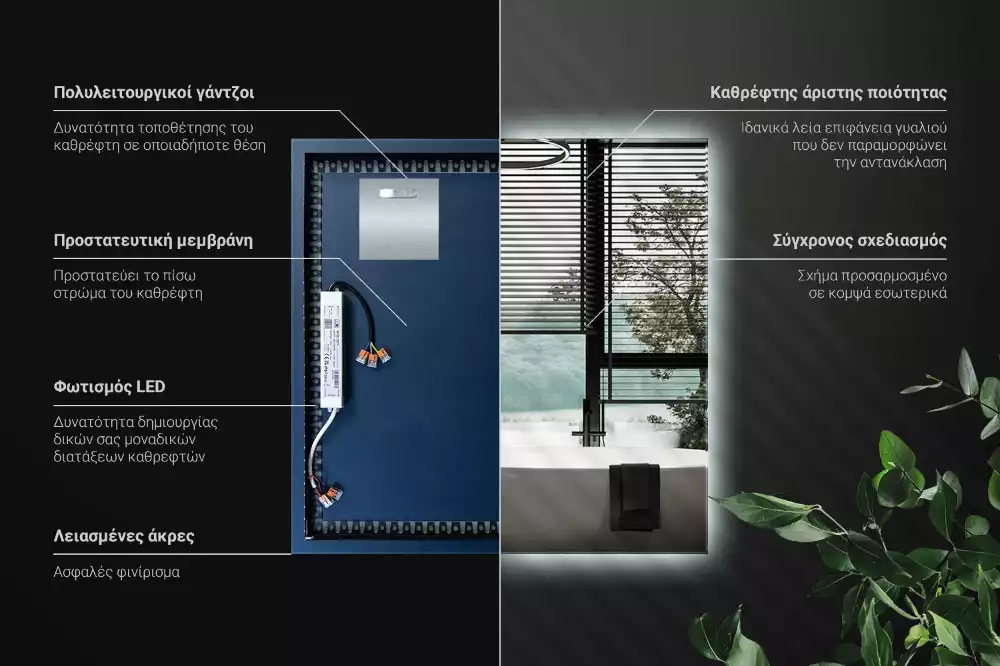 Modernista négyzet alakú LED tükör