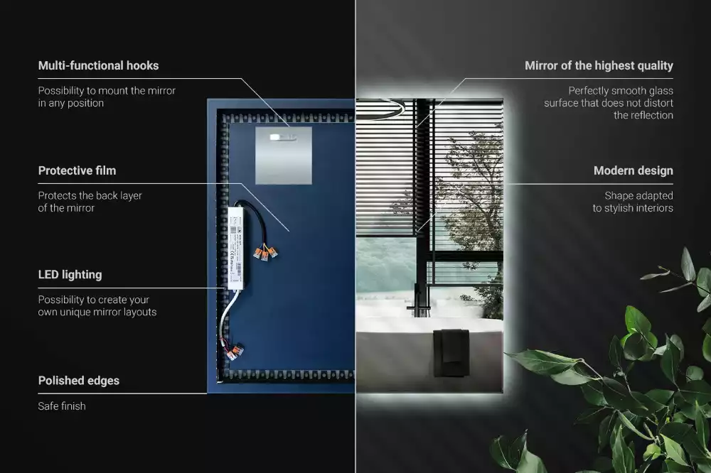 Modernista négyzet alakú LED tükör