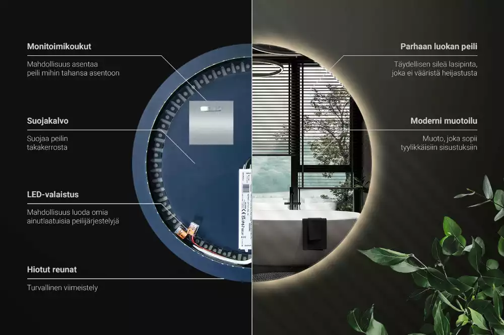 Modern kerek LED-es fali tükör