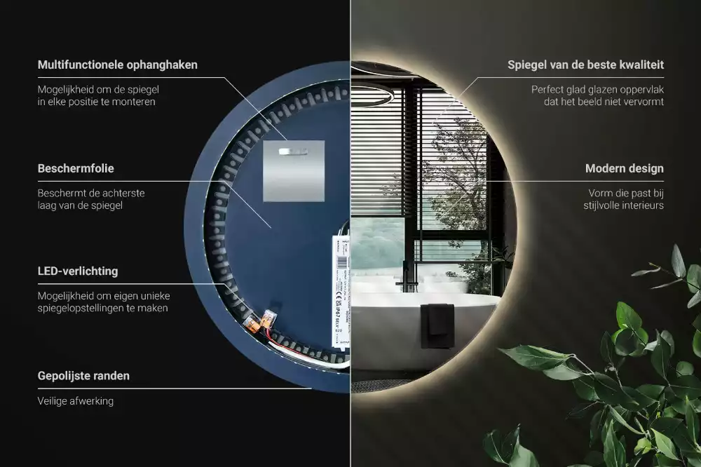 Modern kerek LED-es fali tükör