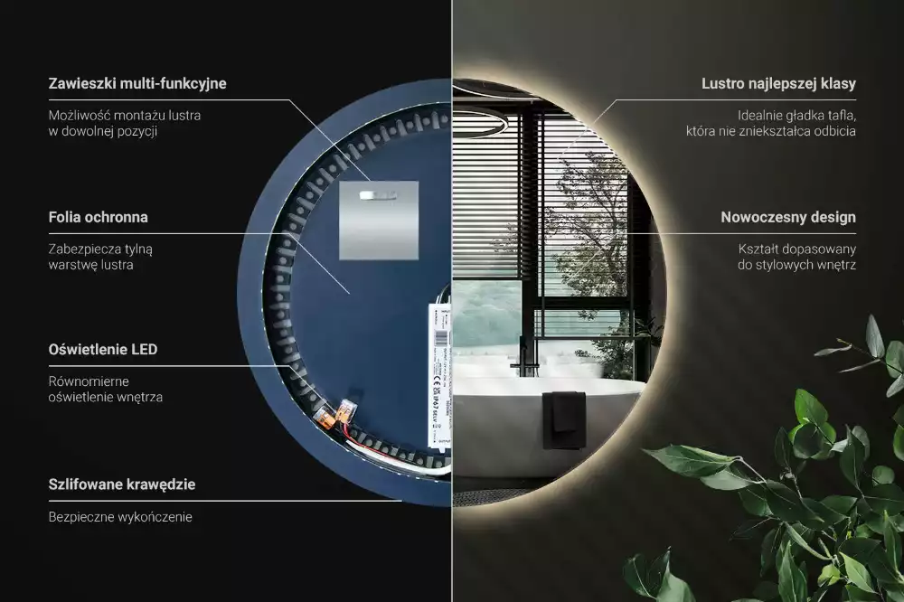 Modern kerek LED-es fali tükör