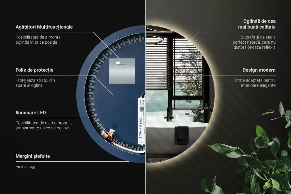 Modern kerek LED-es fali tükör