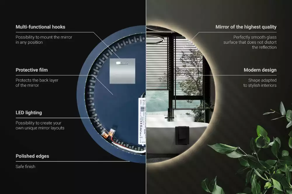 Modern kerek LED-es fali tükör
