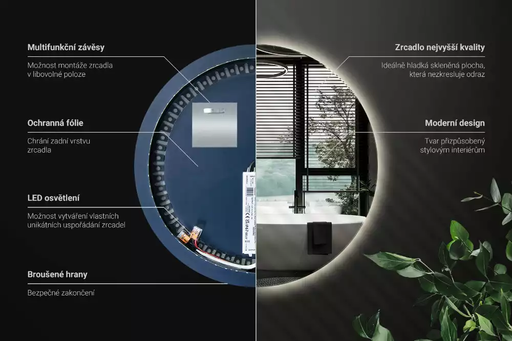 Modern kerek LED-es fali tükör