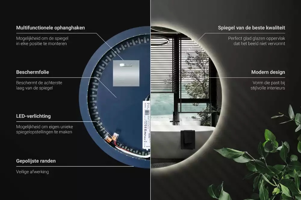 Modern kerek LED-es fali tükör