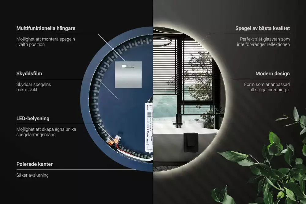 Modern kerek LED-es fali tükör