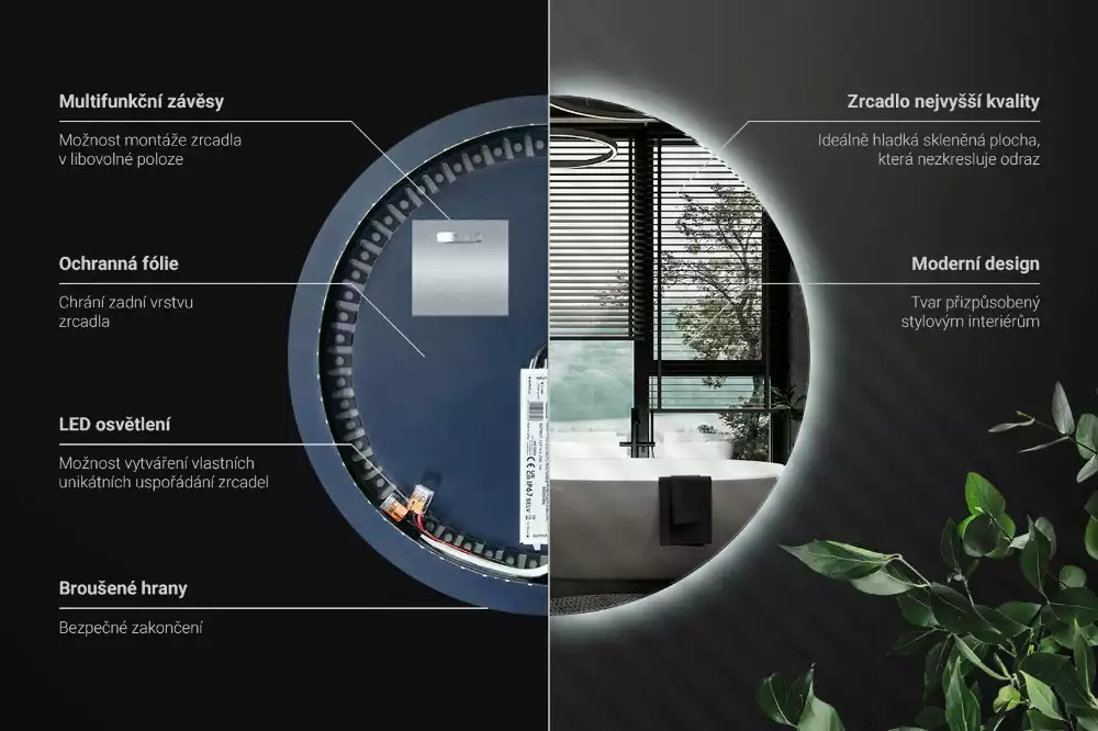 Modern kerek LED-es fali tükör