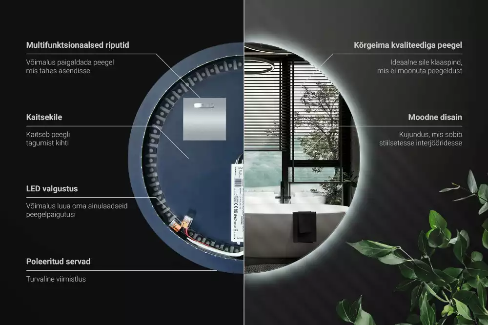 Modern kerek LED-es fali tükör