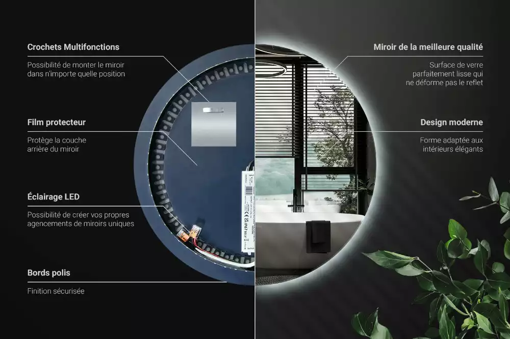 Modern kerek LED-es fali tükör
