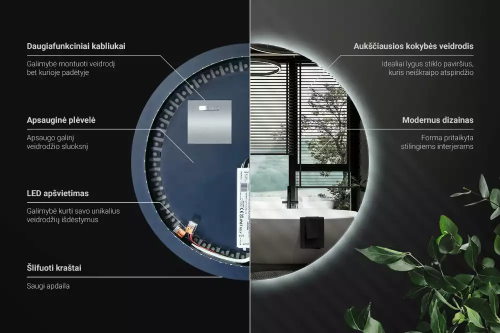 Modern kerek LED-es fali tükör