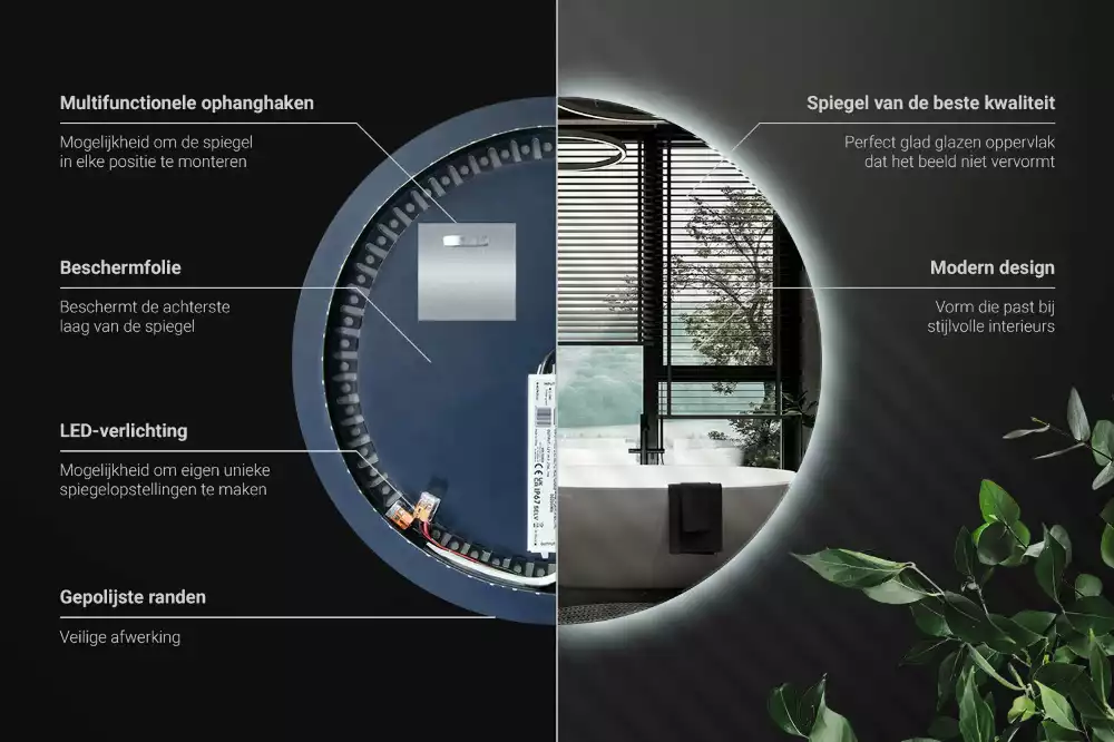 Modern kerek LED-es fali tükör