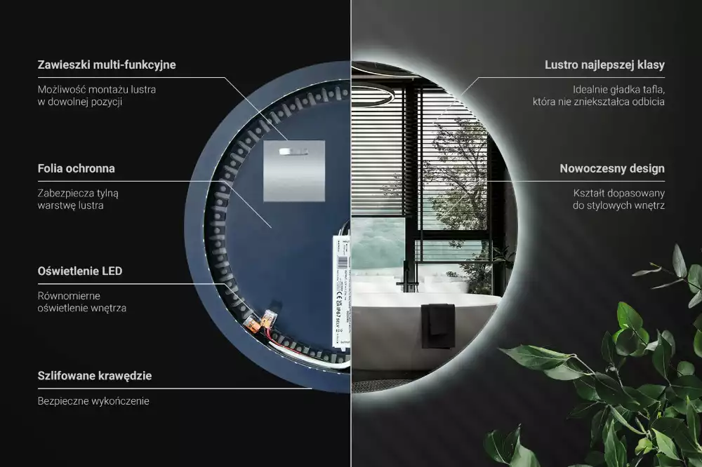 Modern kerek LED-es fali tükör