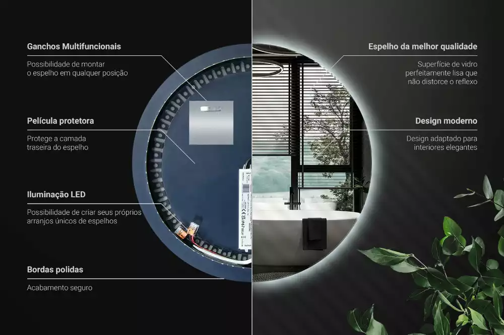 Modern kerek LED-es fali tükör