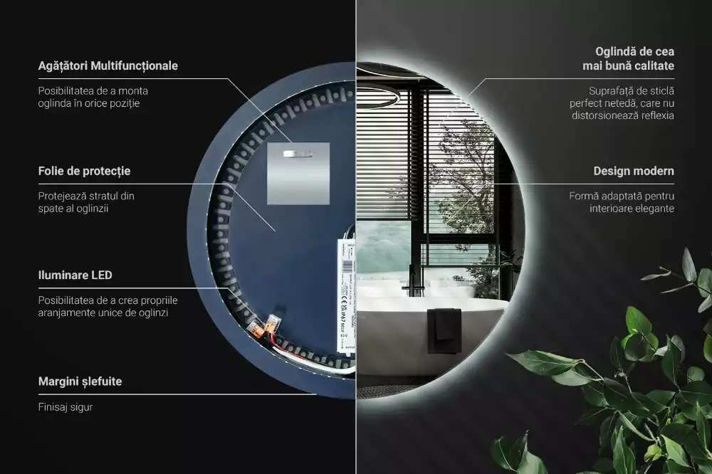 Modern kerek LED-es fali tükör