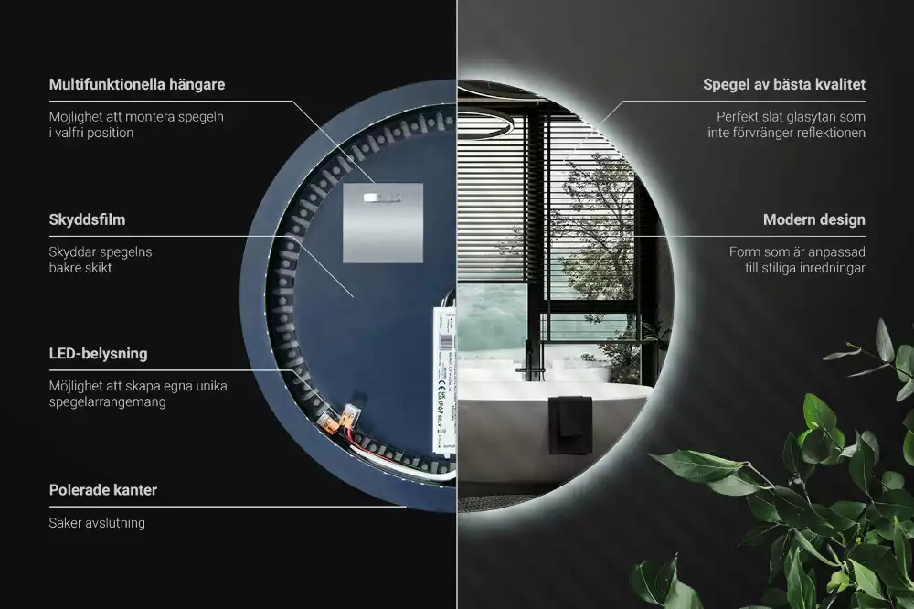 Modern kerek LED-es fali tükör