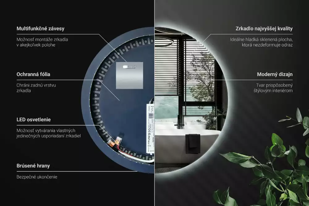 Modern kerek LED-es fali tükör