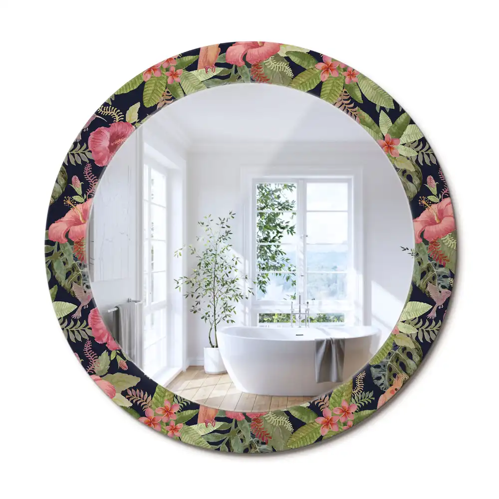Hibiszkusz virágos fali kerek tükör