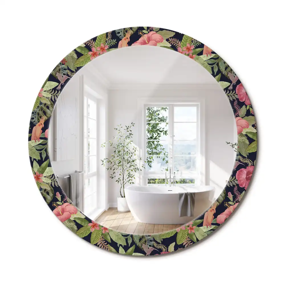 Hibiszkusz virágos fali kerek tükör