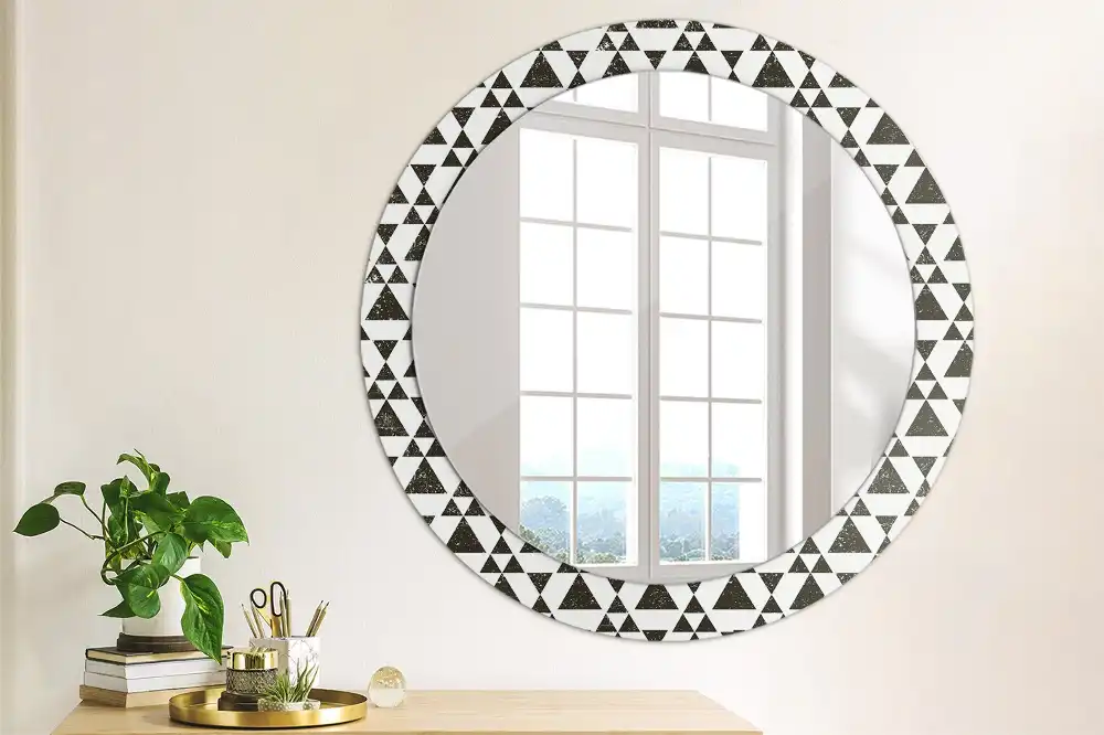 Kerek fali tükör háromszög geometriai mintával