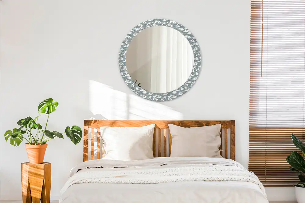 Kerek fali dísz tükör felhő mintával