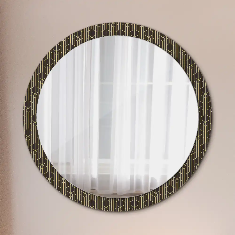 Kerek tükör vintage geometriai mintás kerettel