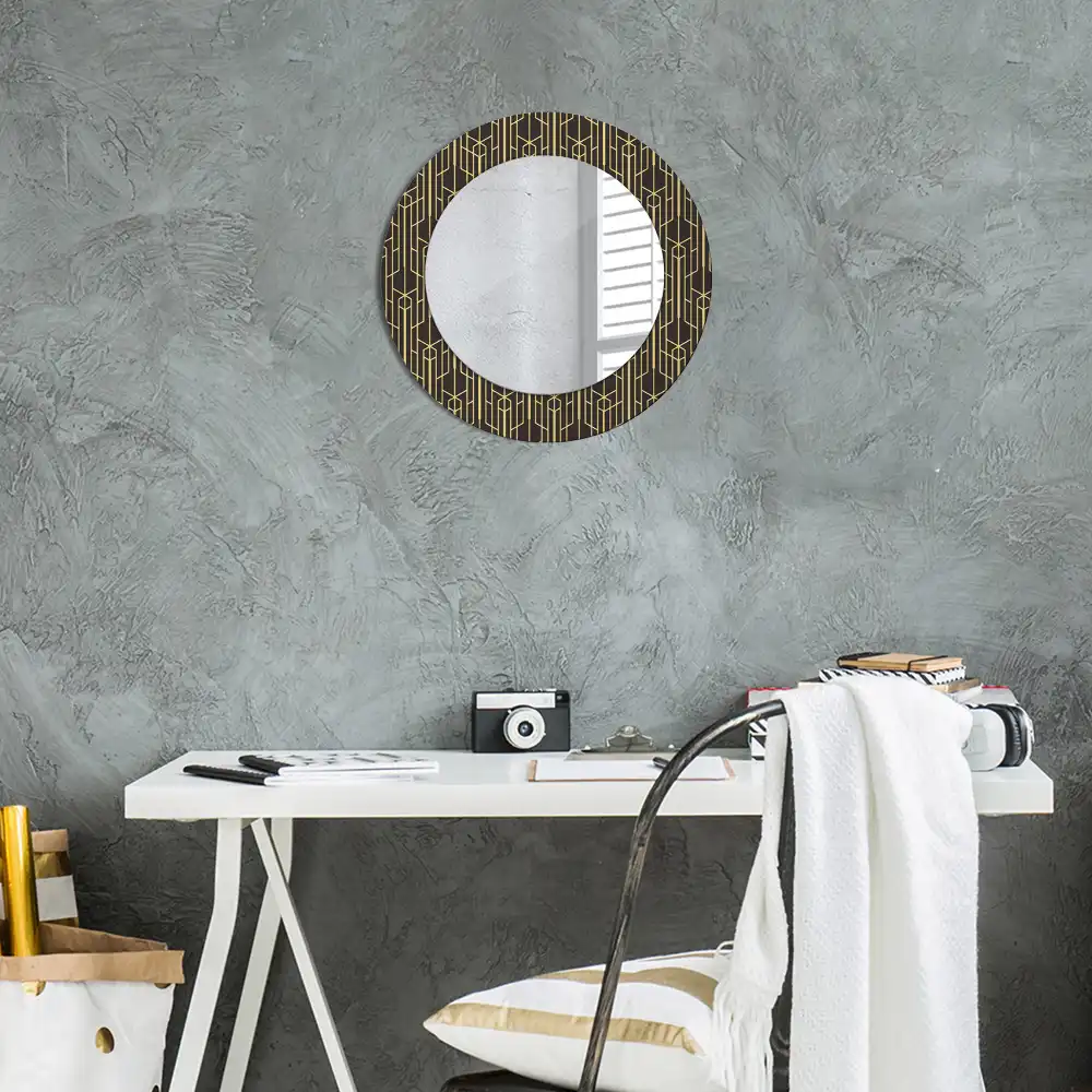 Kerek tükör vintage geometriai mintás kerettel