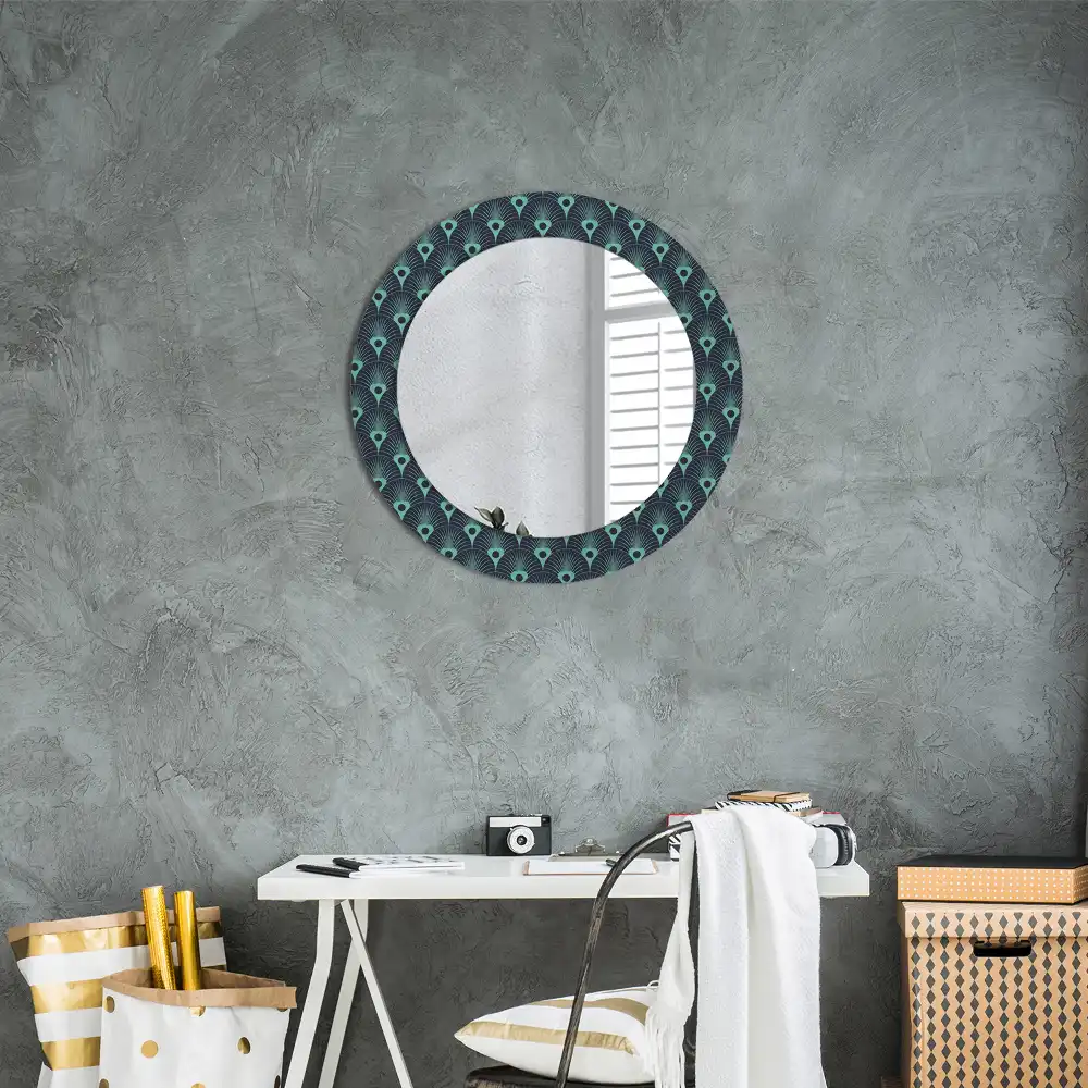 Kerek tükör virágmintás kerettel