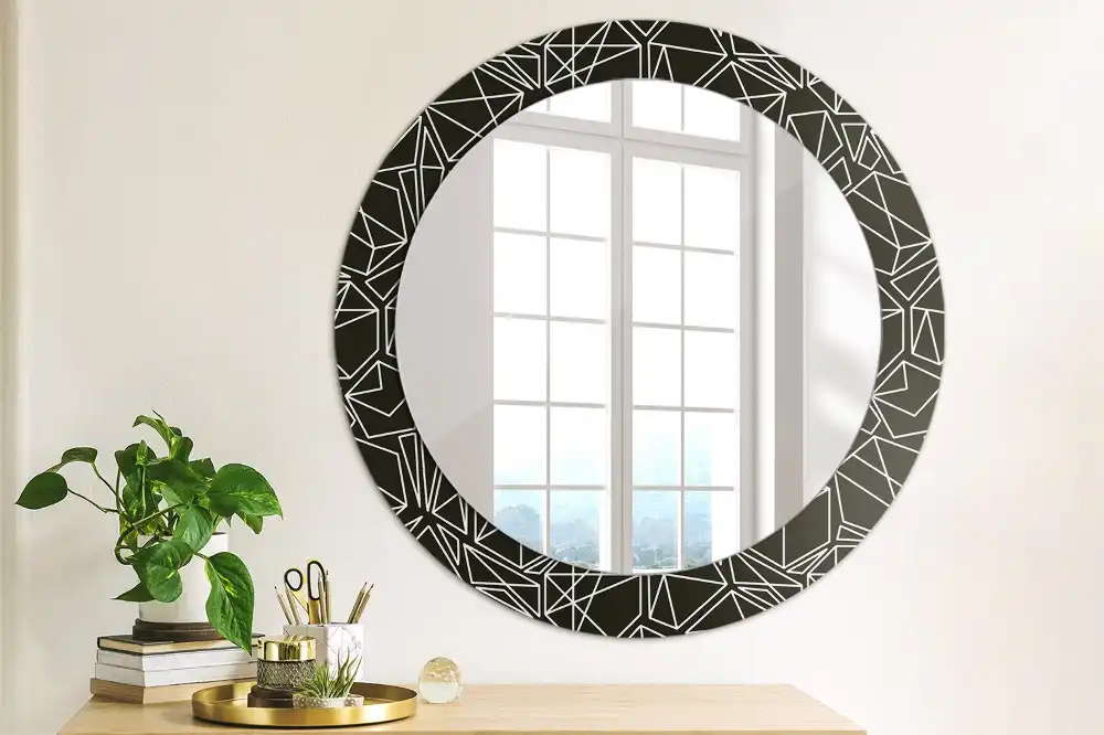 Kerek tükör geometrikus mintás kerettel
