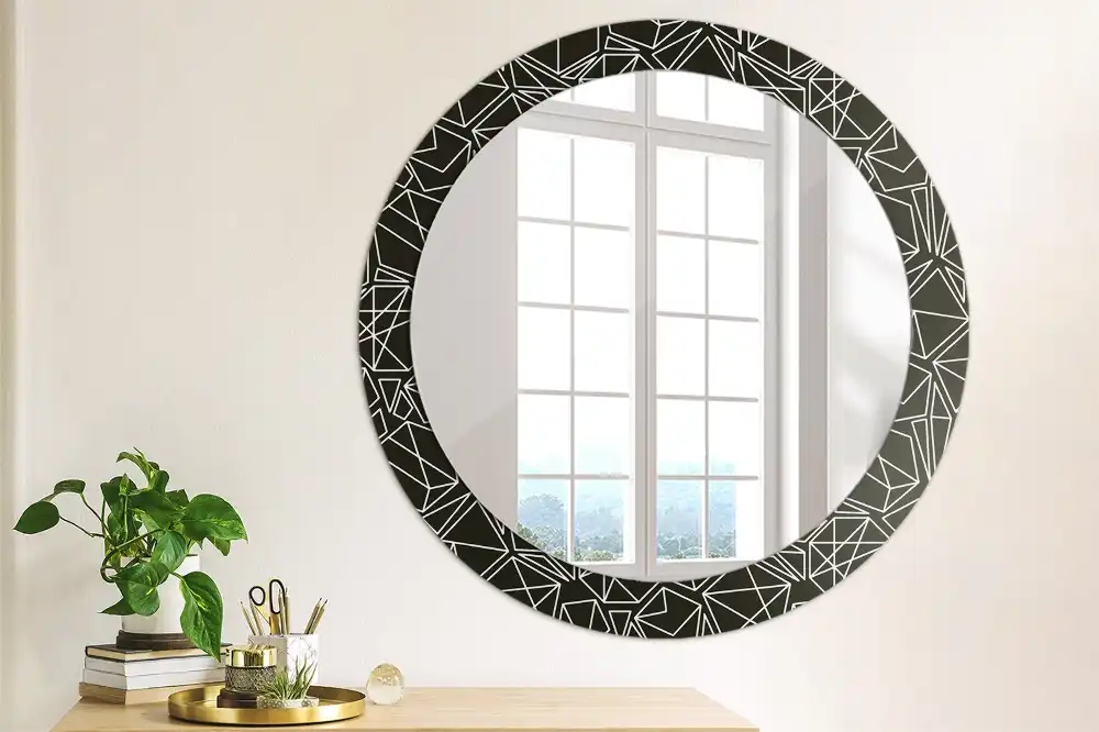 Kerek tükör geometrikus mintás kerettel