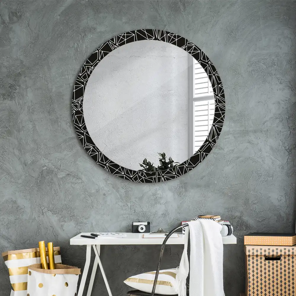 Kerek tükör geometrikus mintás kerettel