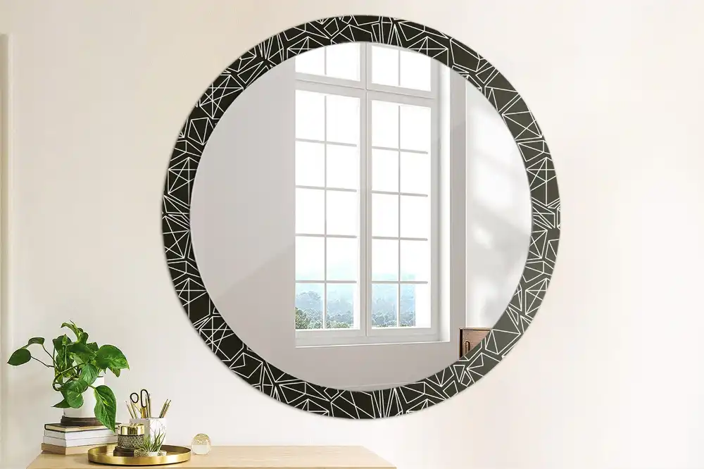 Kerek tükör geometrikus mintás kerettel