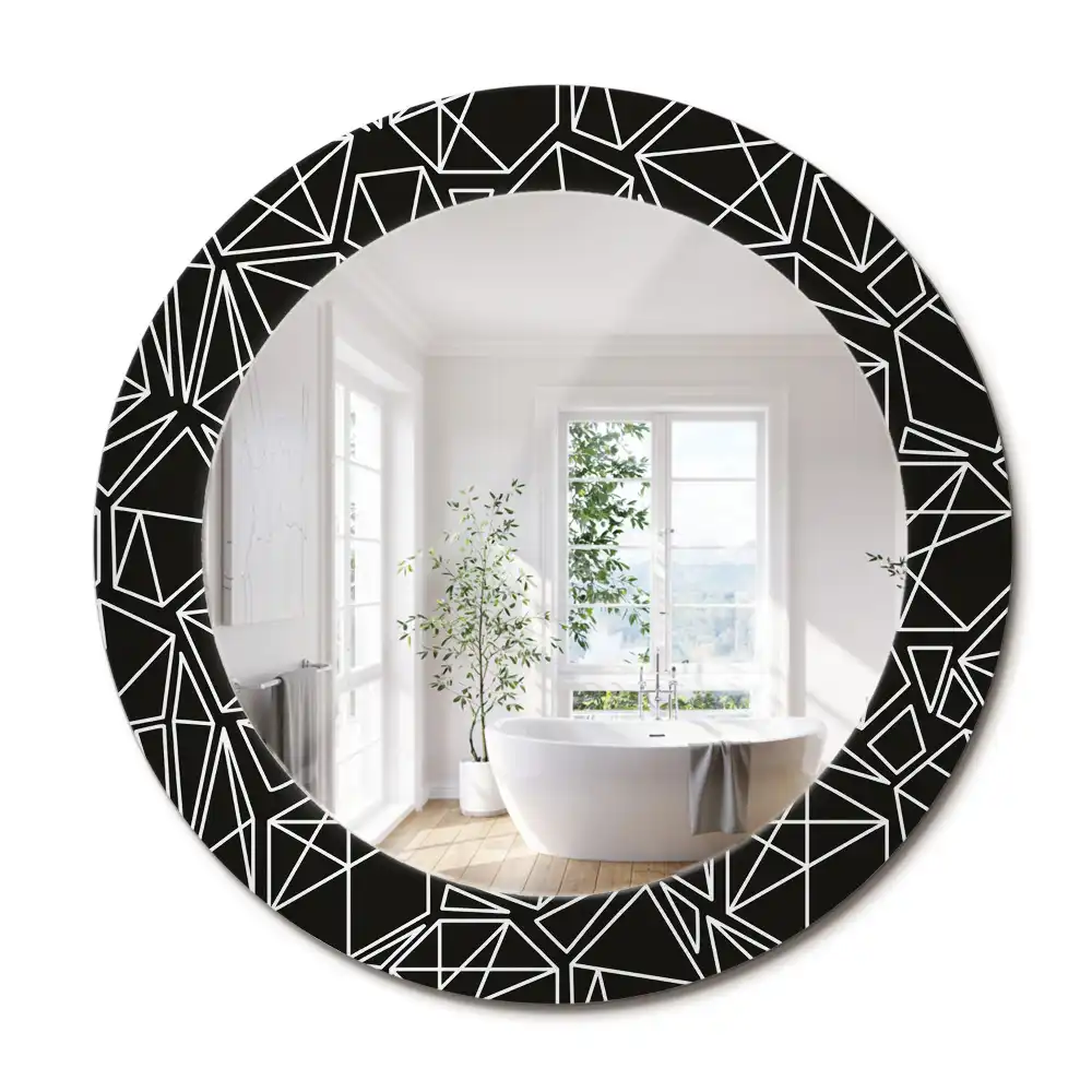 Kerek tükör geometrikus mintás kerettel