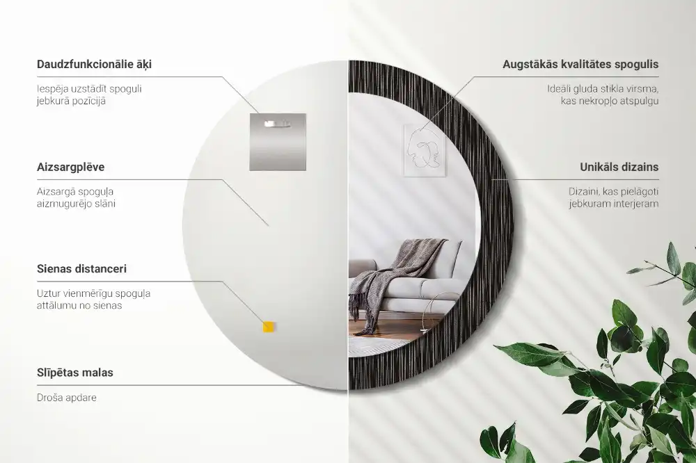 Absztrakt kerek fali tükör dekoráció