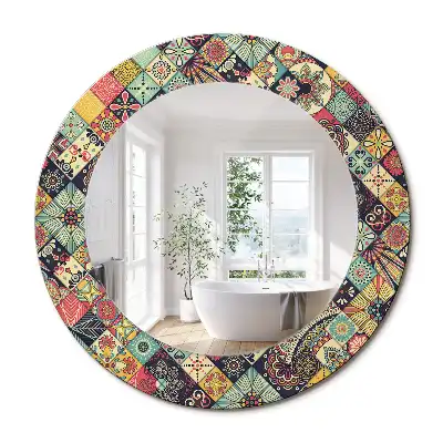 Kerek tükör patchwork csempe díszítéssel
