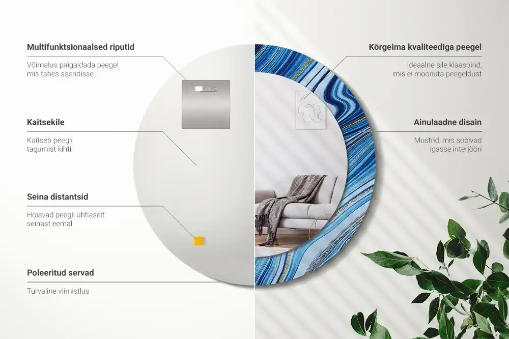 Márvány mintás díszítésű kerek tükör