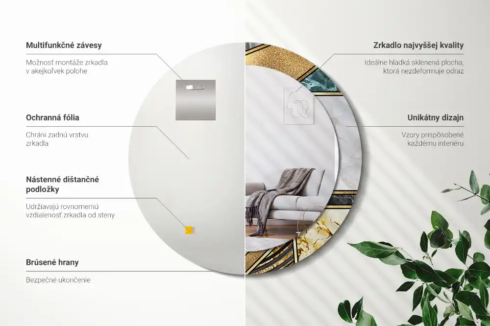 Márvány mintás díszes kerek tükör