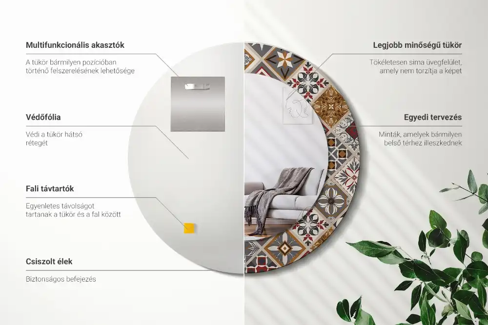 Török mintás kerek dísztükör