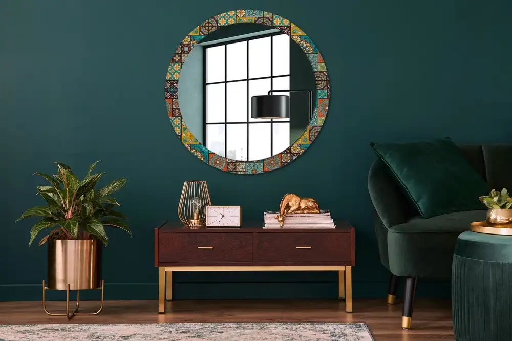 Kerek tükör arab mintás kerettel