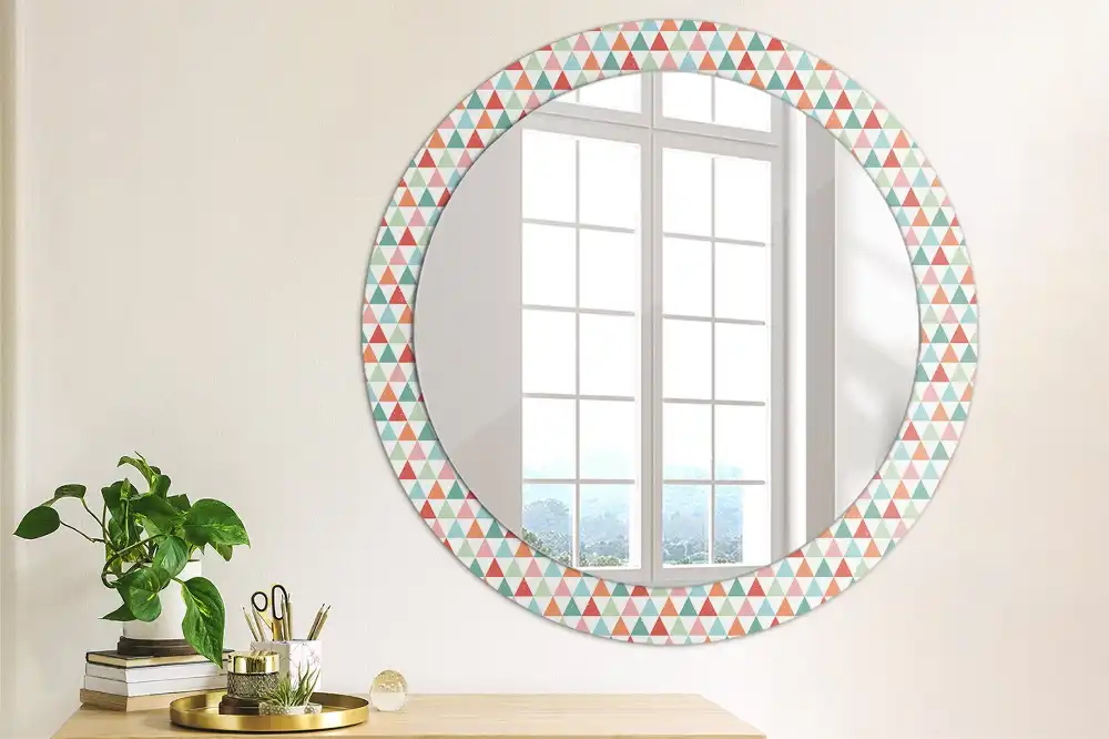 Geometrikus mintás kerek fali dísztükör